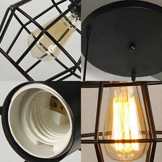 Vintage Industrial Geometric Caged Living Room Pendant Light Zawala Image - 7