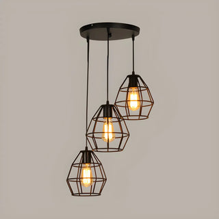 Vintage Industrial Geometric Caged Living Room Pendant Light Zawala Image - 9
