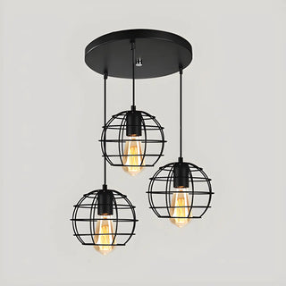 Vintage Industrial Geometric Caged Living Room Pendant Light Zawala Image - 10
