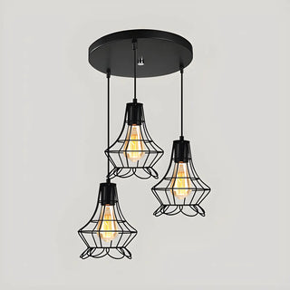 Vintage Industrial Geometric Caged Living Room Pendant Light Zawala Image - 11