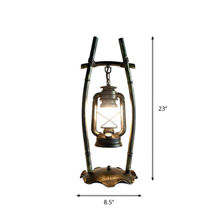 Elegant Lantern Opal Glass Shade Black Metal Table Lamp #size