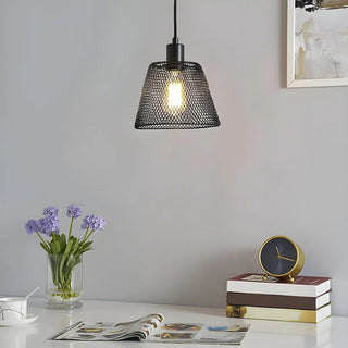 ZOWALA - Industrial Metal Mesh Pendant Light Adjustable Height Image - 1
