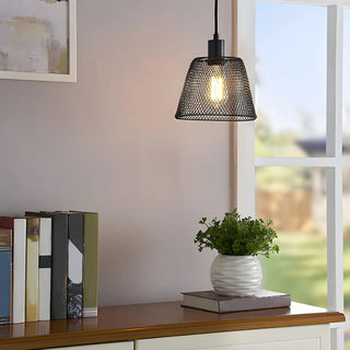ZOWALA - Industrial Metal Mesh Pendant Light Adjustable Height Image - 3