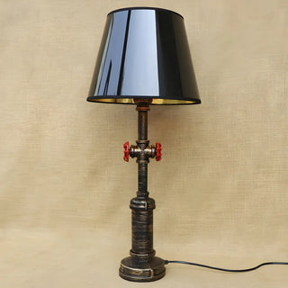 Unique Industrial Black Shade Pipe Base Desk Lamp Zawala Image - 2