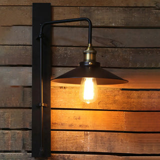 Industrial Cone Iron Exterior Mini Black Wall Sconce Zawala Image - 1