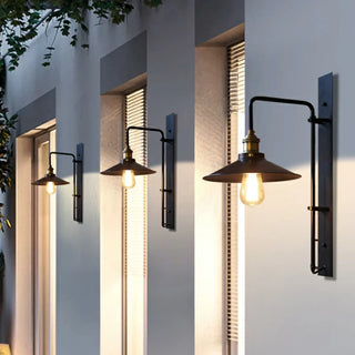 Industrial Cone Iron Exterior Mini Black Wall Sconce Zawala Image - 2