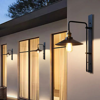 Industrial Cone Iron Exterior Mini Black Wall Sconce Zawala Image - 3