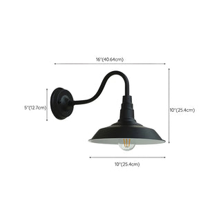 Industrial Cone Mini Iron Black Outdoor Wall Lamp Zawala #size