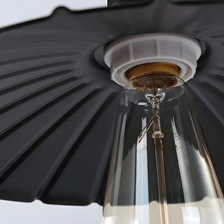 Industrial Black Pleated Cone Shade Metal Wall Light Image - 10