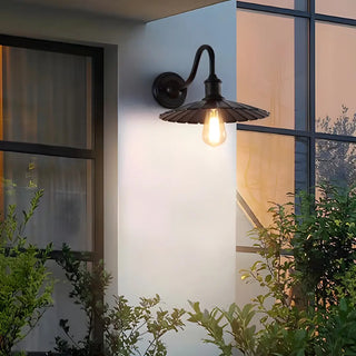Industrial Black Pleated Cone Shade Metal Wall Light Image - 4