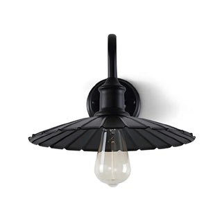 Industrial Black Pleated Cone Shade Metal Wall Light Image - 5