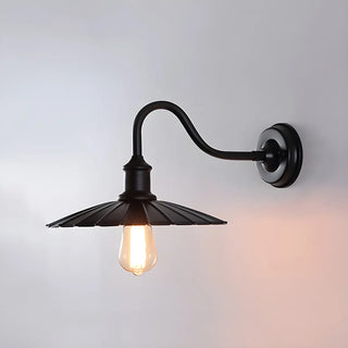 Industrial Black Pleated Cone Shade Metal Wall Light Image - 6