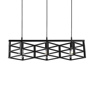 Industrial Black Linear Cage Rectangular Pendant Light Zawala Image - 4