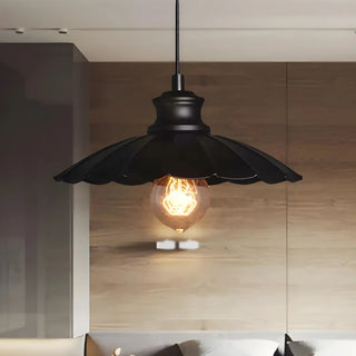 Vintage Black Scalloped Edison Bulb Pendant Light Zawala Image - 1