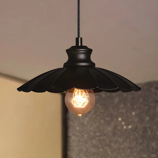 Vintage Black Scalloped Edison Bulb Pendant Light Zawala Image - 2