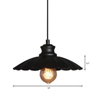 Vintage Black Scalloped Edison Bulb Pendant Light Zawala Image - 7