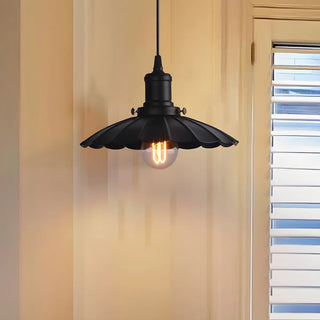 Vintage Industrial Metal Black Scalloped Pendant Light Zawala Image - 3
