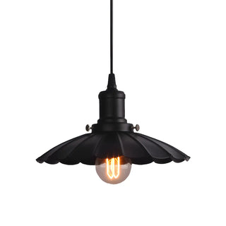 Vintage Industrial Metal Black Scalloped Pendant Light Zawala Image - 4