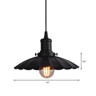 Vintage Industrial Metal Black Scalloped Pendant Light Zawala Image - 6