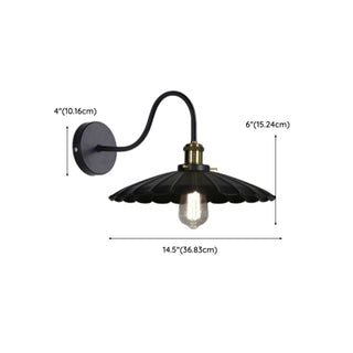 Industrial Black Scalloped Metal Wall Sconce Light Zawala Image - 16