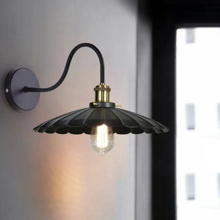 Industrial Black Scalloped Metal Wall Sconce Light Zawala Image - 2