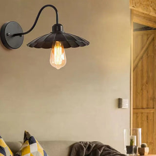 Industrial Black Scalloped Metal Wall Sconce Light Zawala Image - 3