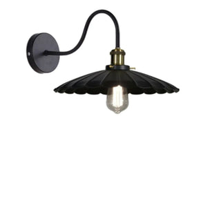 Industrial Black Scalloped Metal Wall Sconce Light Zawala Image - 5
