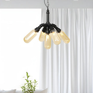Industrial Spider Chandelier with 6 Bulbs, Black Image - 1
