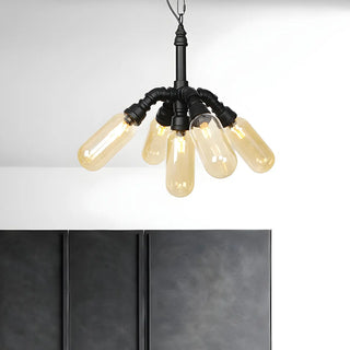 Industrial Spider Chandelier with 6 Bulbs, Black Image - 2