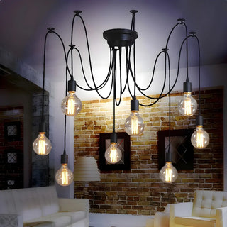 ZOWALA - Industrial Restaurant Spider Swag Edison Bulbs Pendant Light Image - 10