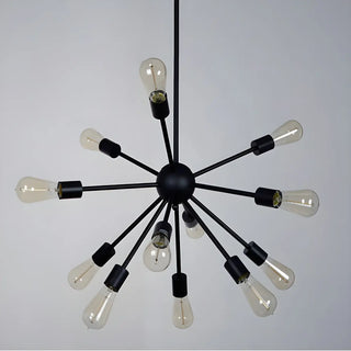 ZOWALA - Industrial Black Sputnik Metal Large Chandelier Image - 10