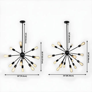 ZOWALA - Industrial Black Sputnik Metal Large Chandelier Image - 16