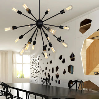 ZOWALA - Industrial Black Sputnik Metal Large Chandelier Image - 1