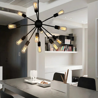 ZOWALA - Industrial Black Sputnik Metal Large Chandelier Image - 2
