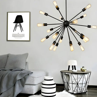 ZOWALA - Industrial Black Sputnik Metal Large Chandelier Image - 3