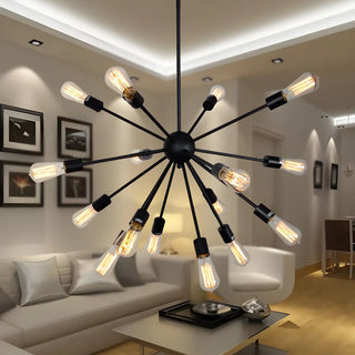 ZOWALA - Industrial Black Sputnik Metal Large Chandelier Image - 4