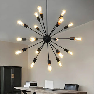 ZOWALA - Industrial Black Sputnik Metal Large Chandelier Image - 5