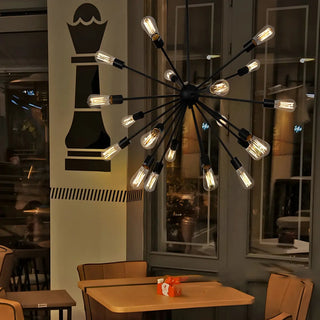 ZOWALA - Industrial Black Sputnik Metal Large Chandelier Image - 6