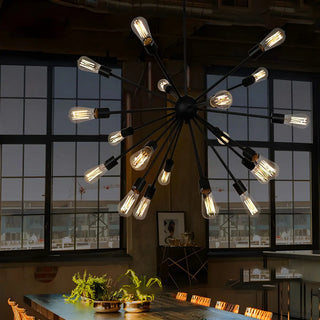 ZOWALA - Industrial Black Sputnik Metal Large Chandelier Image - 7