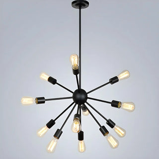ZOWALA - Industrial Black Sputnik Metal Large Chandelier Image - 8