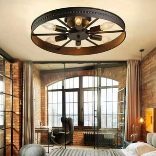 ZOWALA - Industrial Wheel Red Semi-Flush Mount Light 6-Light Image - 1