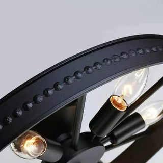 ZOWALA - Industrial Wheel Red Semi-Flush Mount Light 6-Light Image - 10