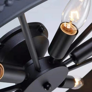 ZOWALA - Industrial Wheel Red Semi-Flush Mount Light 6-Light Image - 11