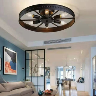 ZOWALA - Industrial Wheel Red Semi-Flush Mount Light 6-Light Image - 2