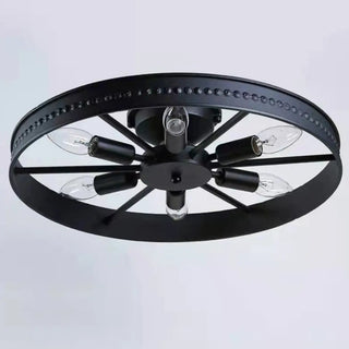 ZOWALA - Industrial Wheel Red Semi-Flush Mount Light 6-Light Image - 6