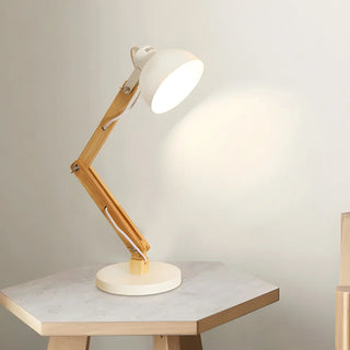 Unique Wood Base Adjustable Black Bowl Shade Desk Lamp Zawala Image - 7