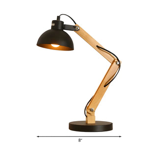 Unique Wood Base Adjustable Black Bowl Shade Desk Lamp Zawala #size