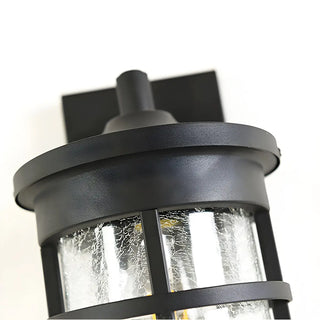 Industrial Cylinder Crackle Glass Outdoor Wall Sconce Zawala Image - 5