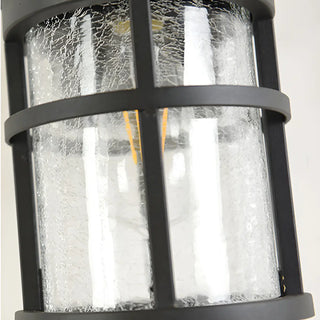 Industrial Cylinder Crackle Glass Outdoor Wall Sconce Zawala Image - 6