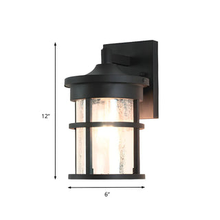 Industrial Cylinder Crackle Glass Outdoor Wall Sconce Zawala #size